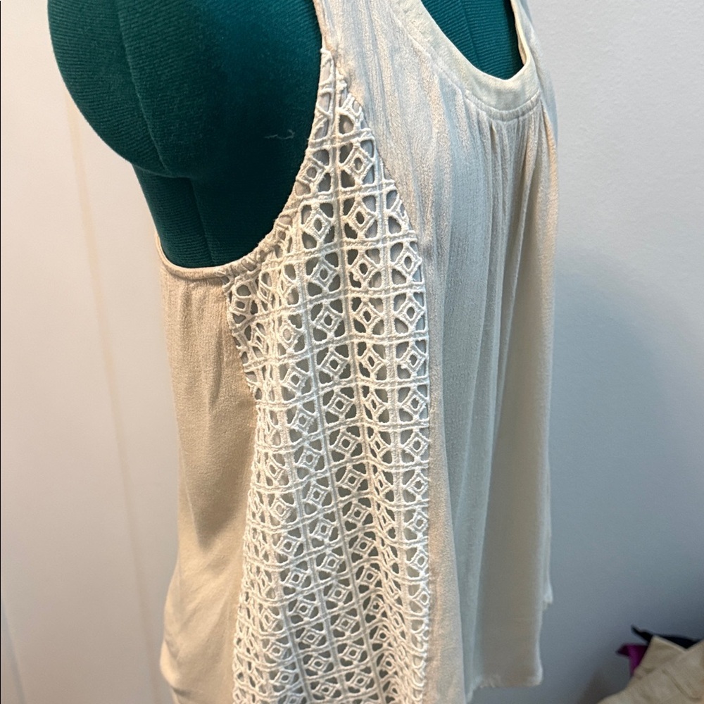 Miss Me Cream Tank Top with Black Accents - Picture 3 of 5